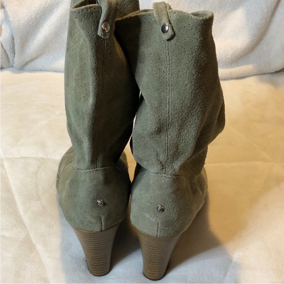 Wedge green suede slouch boots - Picture 4 of 8